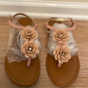 Rampage Women's Flat Sandal with Pink Flowers